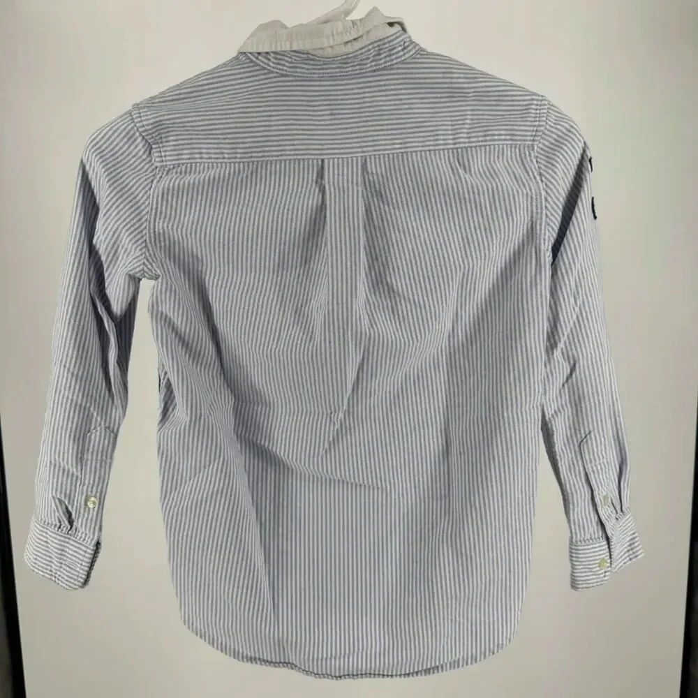 Polo Ralph Lauren Banner Striped Big Pony Button Shirt Size 7 Kids
